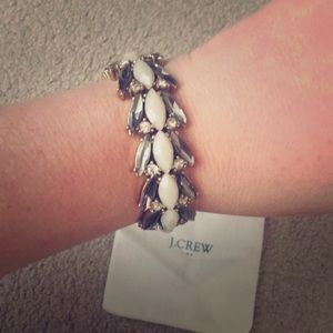 J crew stretchy bracelet bangle crystals grey NWOT